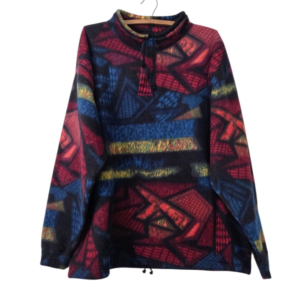 Vintage Stefano Man 1/4 Zip Aztec Fleece Men's XL‎ Pullover Sweater Shacket